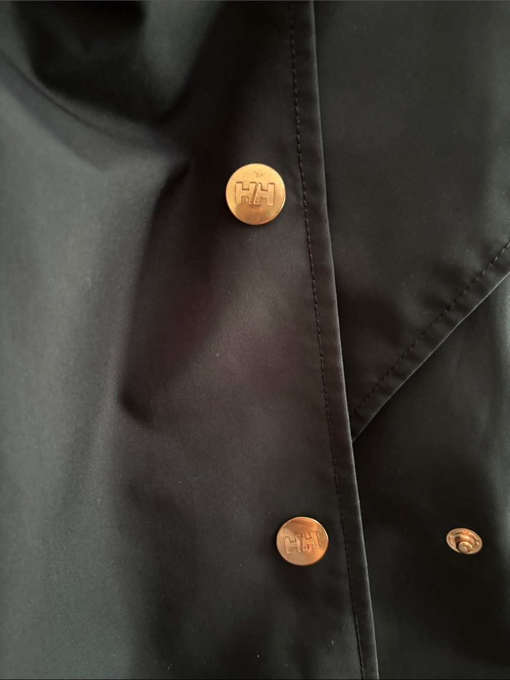 Women’s Helly Hansen Dark Navy Rain Trench Coat with Rose-Gold Accents. Size S - Picture 11 of 12